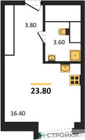 Планировка студии(квартира) площадью 23.8 квадратных метров в “ЖК Обручева 30”