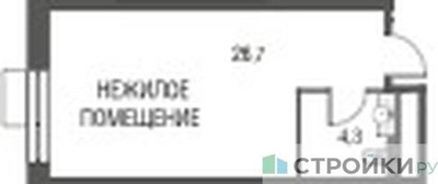Планировка студии(квартира) площадью 31.1 квадратных метров в ЖК “ЖК Резиденции Архитекторов”