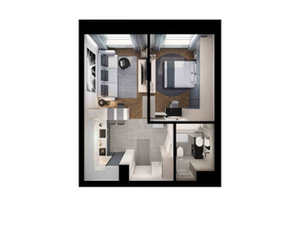 Планировка однокомнатной(квартира) площадью 36 квадратных метров в ЖК “ЖК Полар”