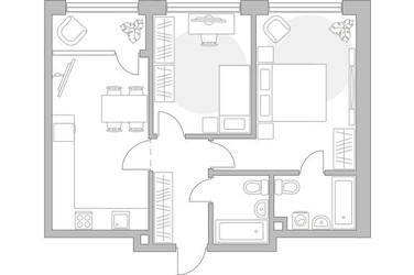 Планировка двухкомнатной(квартира) площадью 60.07 квадратных метров в ЖК “ЖК Мневники от Гранель”