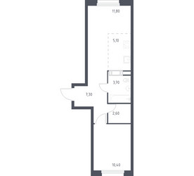 Планировка однокомнатной(квартира) площадью 40.4 квадратных метров в ЖК “ЖК ЭкоБунино (Южное Бунино)”