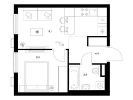 Планировка однокомнатной(квартира) площадью 31.6 квадратных метров в “ЖК Москворечье”