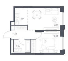 Планировка однокомнатной(квартира) площадью 36.31 квадратных метров в “ЖК Верейская 41”