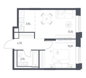 Планировка однокомнатной(квартира) площадью 36.31 квадратных метров в ЖК “ЖК Верейская 41”