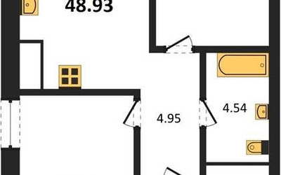 Планировка двухкомнатной(квартира) площадью 49.1 квадратных метров в ЖК “ЖК Clementine (Клементин)”