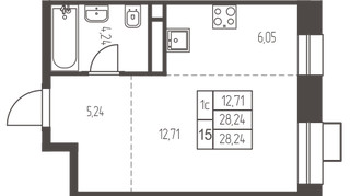 Планировка студии(квартира) площадью 28.2 квадратных метров в “ЖК Новая Ивантеевка”