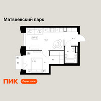Планировка однокомнатной(квартира) площадью 35.2 квадратных метров в “ЖК Матвеевский парк”