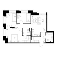 Планировка трехкомнатной(квартира) площадью 72 квадратных метров в “ЖК Онежский вал”