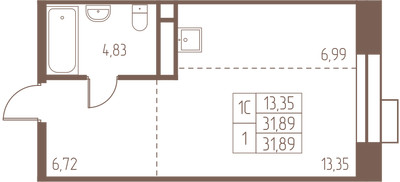 Планировка студии(квартира) площадью 31.9 квадратных метров в ЖК “ЖК Западная Ивантеевка”
