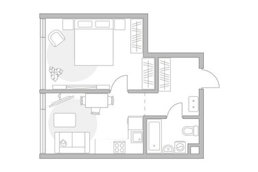 Планировка однокомнатной(квартира) площадью 40.08 квадратных метров в ЖК “ЖК Мневники от Гранель”