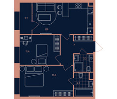 Планировка трехкомнатной(квартира) площадью 62.9 квадратных метров в “Квартал Эра”