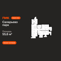 Планировка двухкомнатной(квартира) площадью 55.6 квадратных метров в “ЖК Саларьево парк”