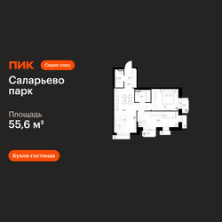 Планировка двухкомнатной(квартира) площадью 55.6 квадратных метров в ЖК “ЖК Саларьево парк”
