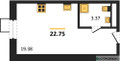 Планировка студии(квартира) площадью 22.75 квадратных метров в “ЖК CitiMix Новокосино (Ситимикс Новокосино)”