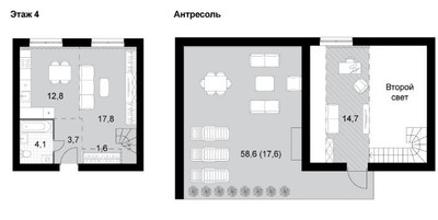 Планировка двухкомнатной(квартира) площадью 72.3 квадратных метров в ЖК “ЖК Дубровицы клаб”