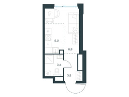 Планировка студии(квартира) площадью 21.2 квадратных метров в “ЖК Level Мичуринский”