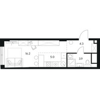 Планировка студии(квартира) площадью 29.4 квадратных метров в “ЖК Нексус от Аквилон”