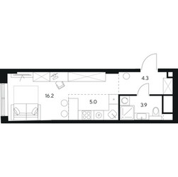 Планировка студии(квартира) площадью 29.4 квадратных метров в ЖК “ЖК Нексус от Аквилон”