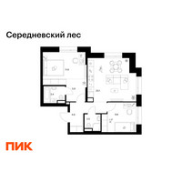 Планировка двухкомнатной(квартира) площадью 60.1 квадратных метров в “ЖК Середневский лес”