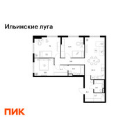 Планировка трехкомнатной(квартира) площадью 88.3 квадратных метров в “ЖК Ильинские луга”