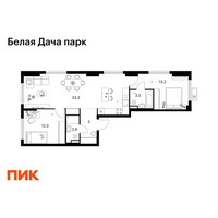 Планировка двухкомнатной(квартира) площадью 70.2 квадратных метров в “ЖК Белая Дача парк”