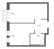 Планировка однокомнатной(квартира) площадью 38.51 квадратных метров в “ЖК Рублевский Квартал”