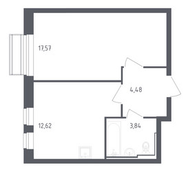 Планировка однокомнатной(квартира) площадью 38.51 квадратных метров в ЖК “ЖК Рублевский Квартал”