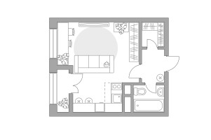 Планировка студии(квартира) площадью 32.02 квадратных метров в “ЖК Пехра”