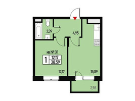 Планировка однокомнатной(квартира) площадью 35 квадратных метров в “ЖК Борисоглебское”