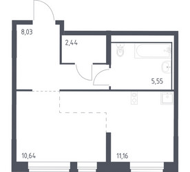 Планировка студии(квартира) площадью 37.82 квадратных метров в ЖК “ЖК Молжаниново”