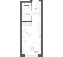 Планировка студии(апартаменты) площадью 22.57 квадратных метров в “ЖК Пятницкое 58 (Перец)”