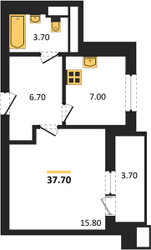 Планировка однокомнатной(квартира) площадью 37.7 квадратных метров в ЖК “ЖК Парк Легенд 2”