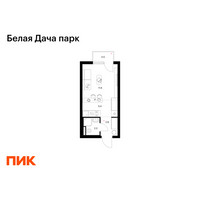 Планировка студии(квартира) площадью 22.6 квадратных метров в “ЖК Белая Дача парк”