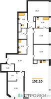 Планировка 4+ комнатной(квартира) площадью 152.1 квадратных метров в “ЖК Остров”