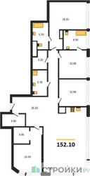 Планировка 4+ комнатной(квартира) площадью 152.1 квадратных метров в ЖК “ЖК Остров”