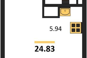 Планировка студии(квартира) площадью 24.83 квадратных метров в ЖК “ЖК Светлый мир Станция Л”