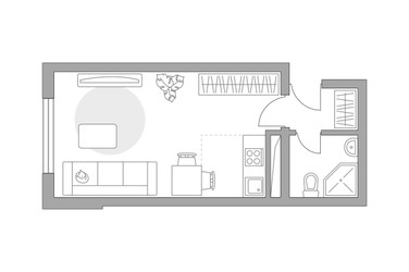 Планировка студии(квартира) площадью 26.18 квадратных метров в ЖК “ЖК Новая Рига”