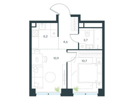 Планировка двухкомнатной(квартира) площадью 35.1 квадратных метров в “ЖК Левел Звенигородская”