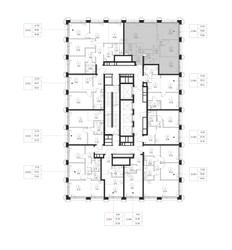 Планировка трехкомнатной(квартира) площадью 75.8 квадратных метров в ЖК “ЖК SET (Сет)”