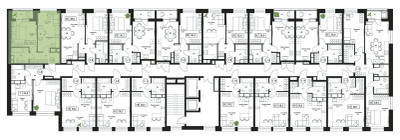 Планировка однокомнатной(квартира) площадью 39.4 квадратных метров в ЖК “ЖК Пушкино Град”