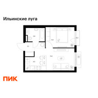 Планировка однокомнатной(квартира) площадью 32.7 квадратных метров в “ЖК Ильинские луга”