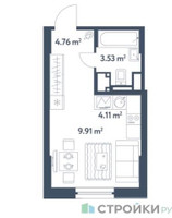 Планировка студии(квартира) площадью 22.31 квадратных метров в “ЖК Светлый мир Станция Л”