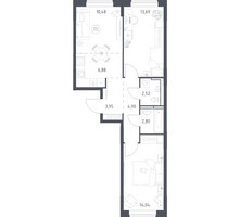 Планировка двухкомнатной(квартира) площадью 59.26 квадратных метров в “ЖК Богдановский Лес”