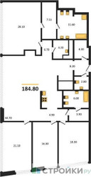Планировка 4+ комнатной(квартира) площадью 184.8 квадратных метров в ЖК “ЖК Союз (СВАО)”