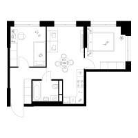 Планировка двухкомнатной(квартира) площадью 47.5 квадратных метров в “Квартал Мит”