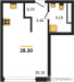 Планировка студии(квартира) площадью 28.3 квадратных метров в “Акценты”