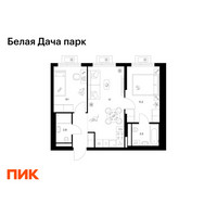 Планировка двухкомнатной(квартира) площадью 47.3 квадратных метров в “ЖК Белая Дача парк”