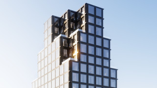 Вид на фасад ЖК “Forum” сбоку