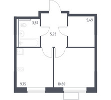 Планировка однокомнатной(квартира) площадью 35.84 квадратных метров в “ЖК Молжаниново”