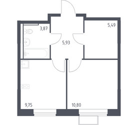 Планировка однокомнатной(квартира) площадью 35.84 квадратных метров в ЖК “ЖК Молжаниново”